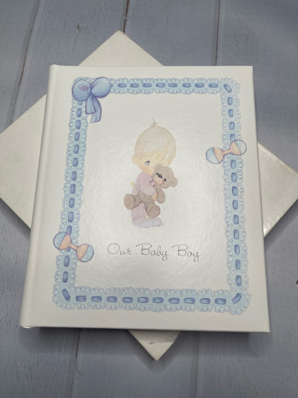 Vintage Precious Moments Baby Book Boy Keepsake 90s Pastel Scrapbook Album